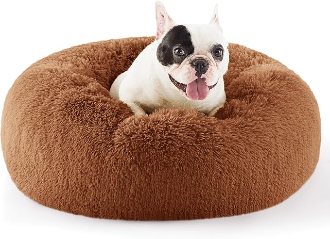 Bedsure Calming Dog Bed for Small Dogs - Donut Washable Small Pet Bed, 23 inches Anti-Slip Round