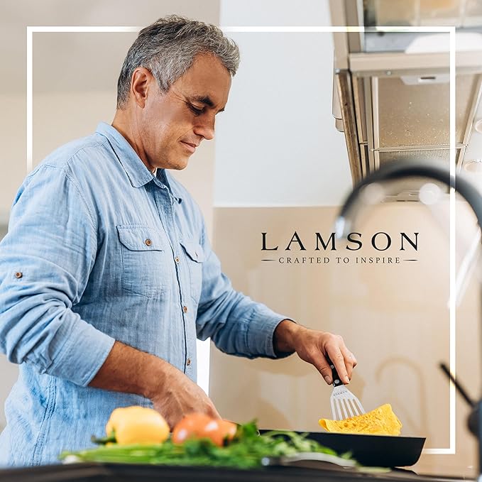 Lamson 3" x 6" Chef's Slotted Turner with Noir Ultra Durable Handle - Left Hand