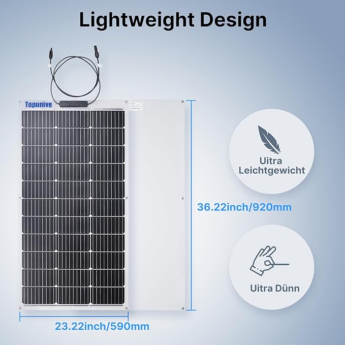 100W 12V Flexible Solar Panel 9BB Monocrystalline Cell 12 Volt Semi-Flexible for Marine RV Trailer