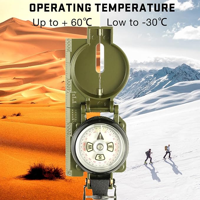 Eyeskey Multifunctional Military Sighting Navigation Compass with Inclinometer | Impact Resistant &