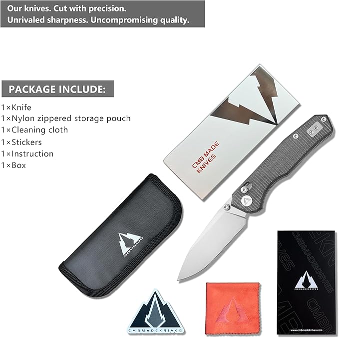 CMB Explorer Micarta Handle 14C28N Steel Blade Crossbar Lock Knife Pocket Folding Tactical Survival