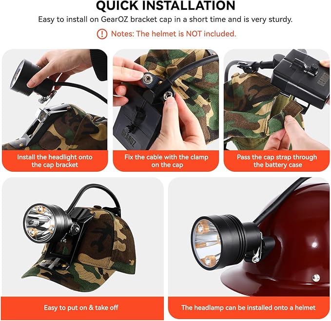 Coon Hunting Lights Headlamp for Coyotes Hog Predators, 10W Rechargeable & IPX5 Waterproof, 6