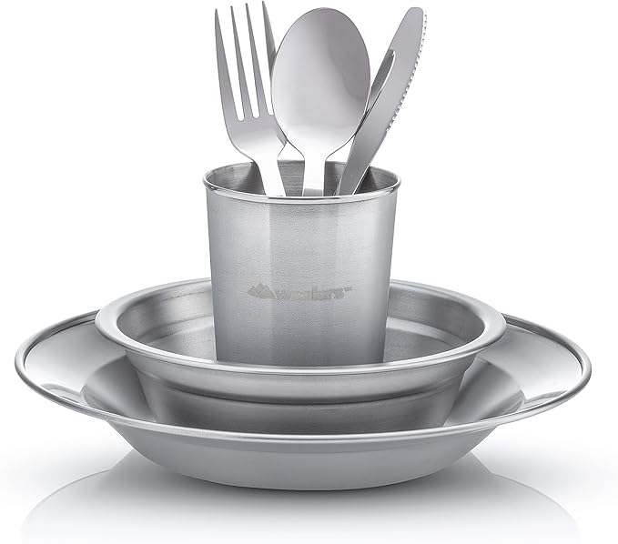 Unique Complete Messware Kit Polished Stainless Steel Dishes Set| Tableware| Dinnerware| Camping|