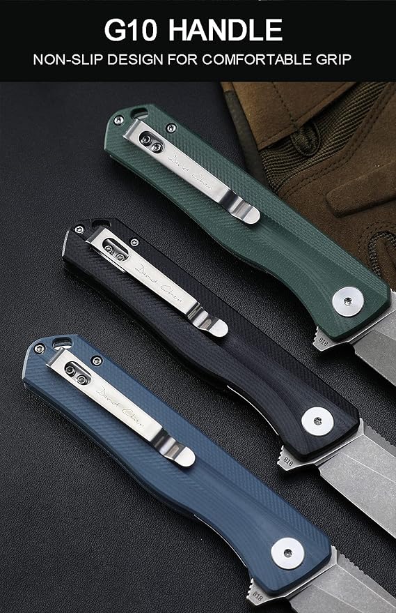Petrified fish G10 handle D2 steel blade 2CR13 liner ball bearing flipper folding knife camping