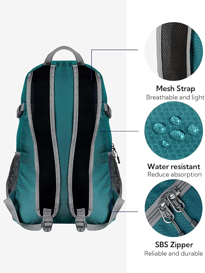 WATERFLY Small Lightweight Packable Backpack: 20l Ultra Light Foldable Travel Hiking Camping