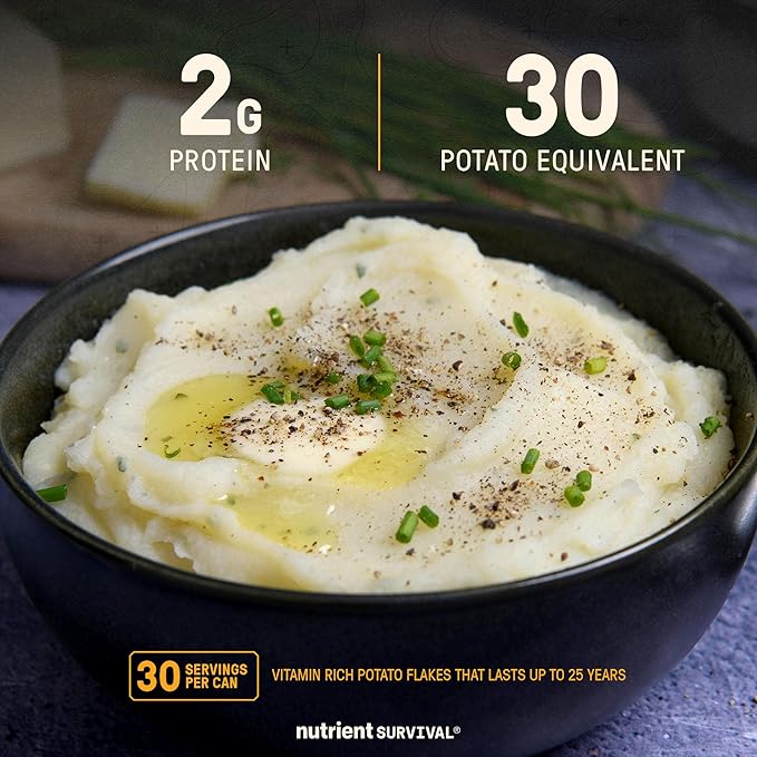 Nutrient Survival Potato Flakes, Powdered Vitamin Potato (30 Servings) for Mashed Potatoes, Soups
