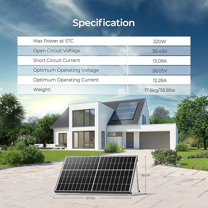 Renogy Solar Panels 640 Watts 12V/24V Bifacial Solar Panel Monocrystalline 2PCS 320W On/Off Grid