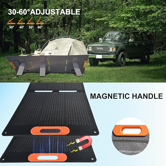 200W Portable Solar Panel for Power Station Generator,200 Watt Foldable Solar Panel Charger with