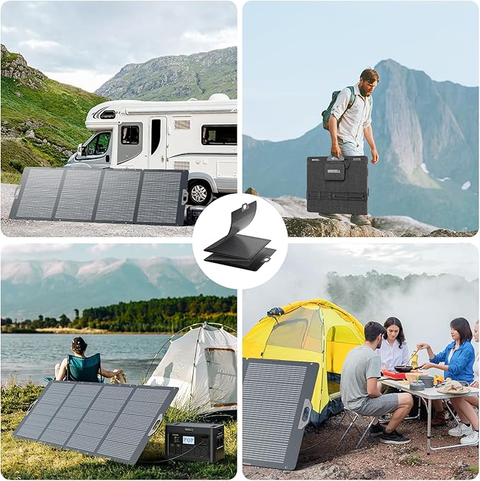 GRECELL 350W Portable Solar Panel for Power Station Generator, Foldable Solar Panel, 37.4V