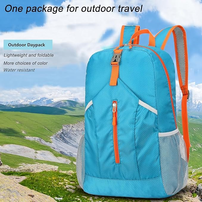 25L Foldable Hiking Backpack Lightweight Packable Basic-Daypack Collapsible Bag Water-Resistant