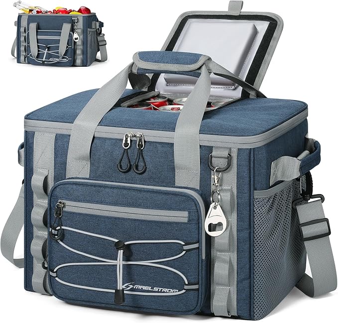 Maelstrom Soft Sided Cooler Bag, 30/40 Can Collapsible Insulated Ice Chest, Large Leakproof Camping