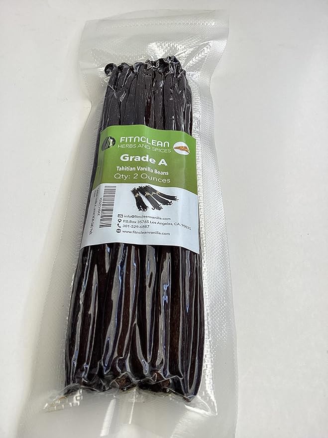 2oz Tahitian Vanilla Beans Grade A for Extract, Cooking and Baking by FITNCLEAN VANILLA| 2 Ounces
