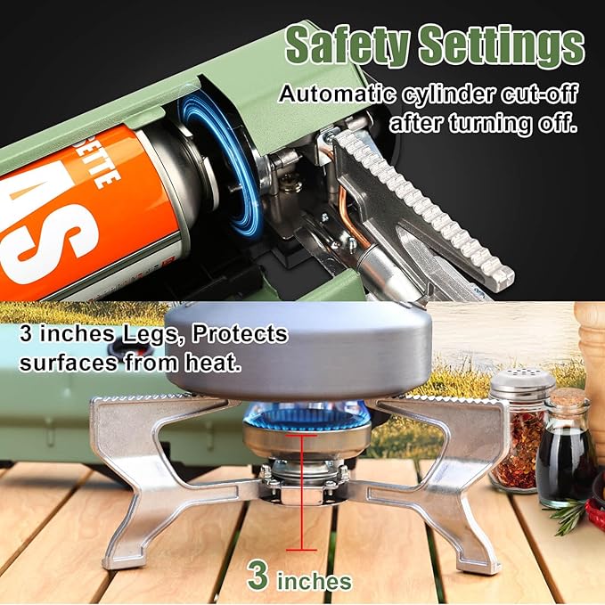 Hisencn Portable Camping Stove with Storage Bag | 8871 BTU/2600W High-Power Outdoor Gas Stove for