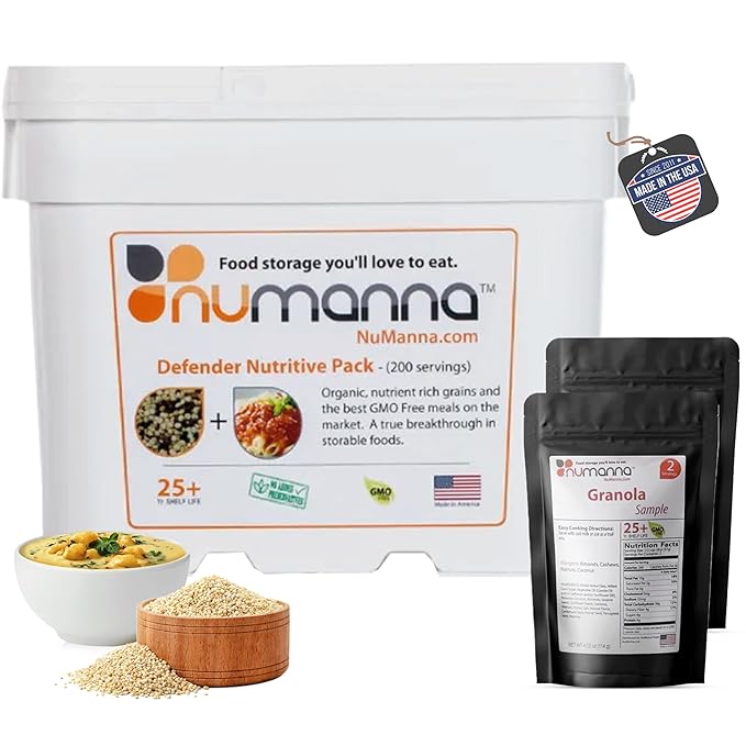 Numanna Defender Nutritive Pack Bucket 204 Servings | 1-Month Emergency Food Supply | GMO-Free