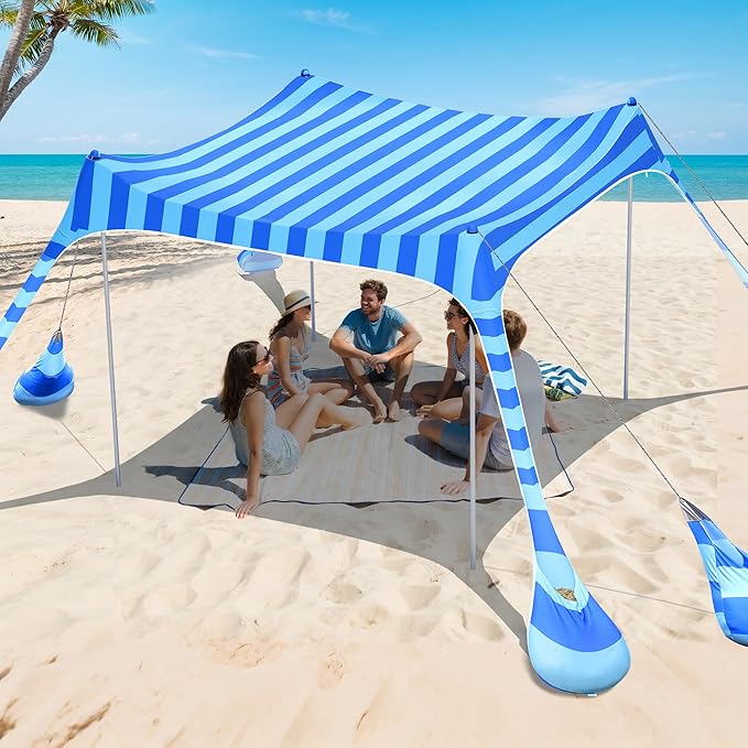 2PM SPORTS Beach Tent Canopy with UPF50+ UV Protection, Outdoor Large Beach Sun Shade Shelter for