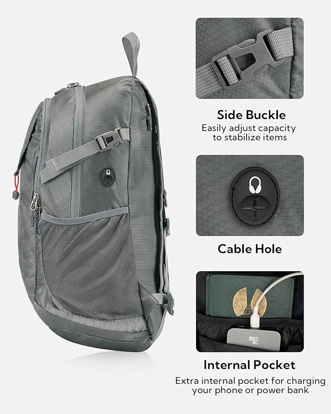 WATERFLY Lightweight Packable Hiking Backpack: 30L Foldable Travel Daypack Ultralight Camping Day