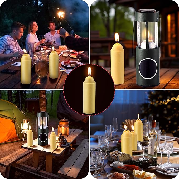 15 Pcs 15H Natural Beeswax Candles for Candle Lanterns, Emergency Candle for Outdoor Survival