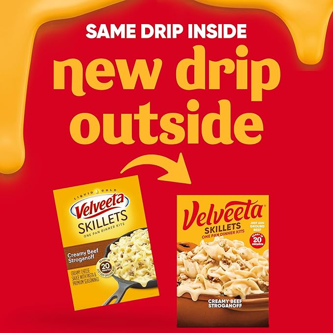 Velveeta Skillets Creamy Beef Stroganoff One Pan Dinner Kit, 11.6 oz Box