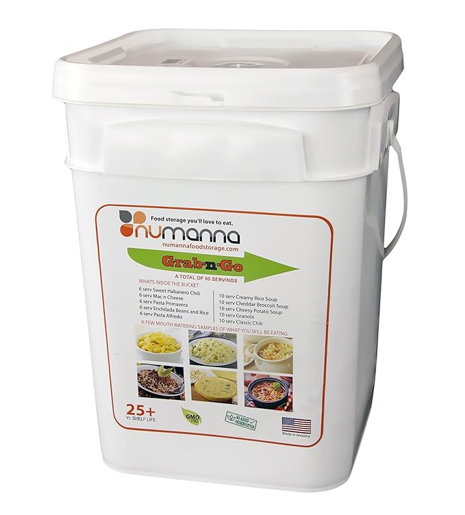 Numanna Grab-n-Go Bucket ??80 Servings, 12 lbs | Freeze-Dried Premade Meals | Ready-to-Eat
