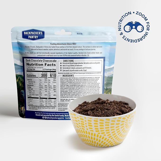 Backpacker's Pantry Dark Chocolate Cheesecake Mix - Freeze Dried Backpacking & Camping Food