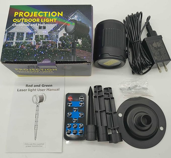 Christmas Laser Projector Light Outdoor: Green Red 2 Color Firefly Laser Lights, IP65 Waterproof