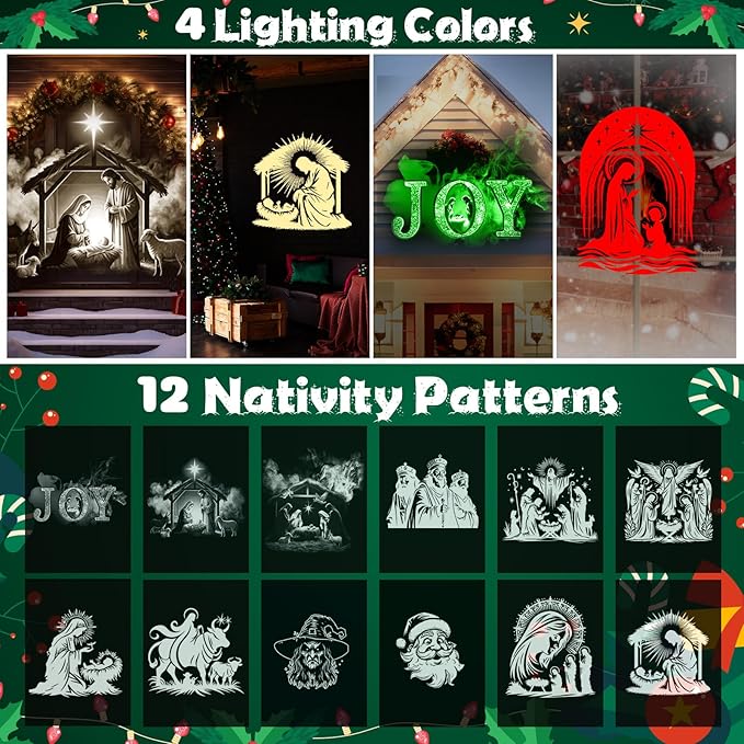 Christmas Nativity Scene Projector Lights, 2025 Upgrade 3D Dynamic Joy Jesus Christian Outdoor