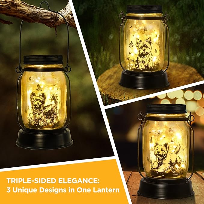 Yorkie Dog Gifts for Women/Men Yorkshire Terrier Solar Lanterns Mom Birthday Dog Lovers Lantern Pet