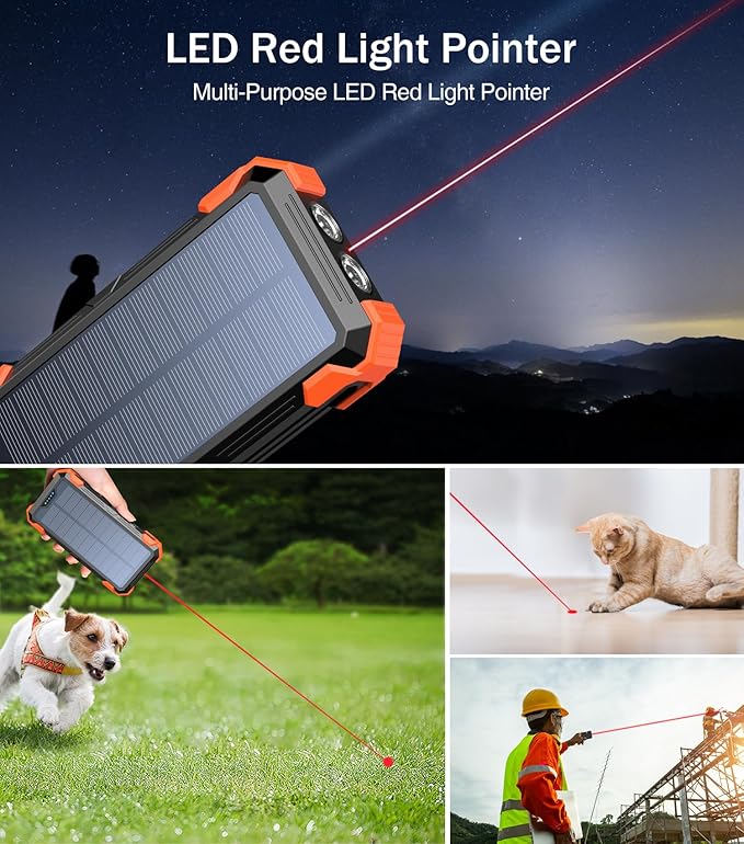 GOODaaa Portable Charger 42800mAh Built in 4 Cables and Thermometer 15W Fast Charging Power Bank