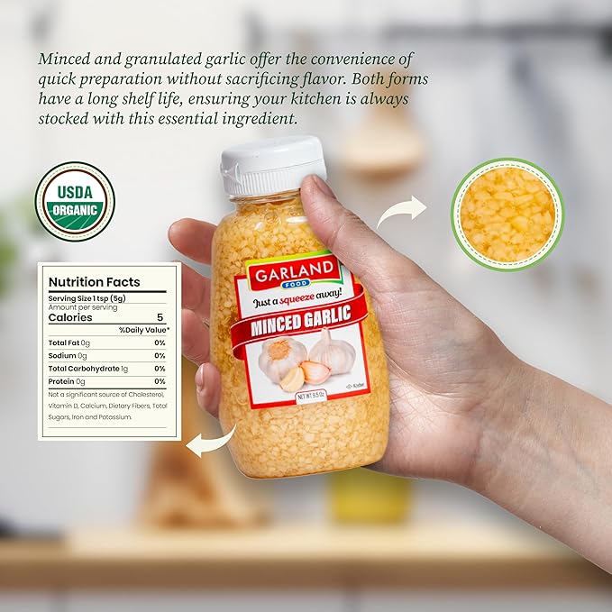 Garland Food Squeezable Minced Garlic in Water 9.5 oz ??Made in the USA - Garlic Minced Squeeze