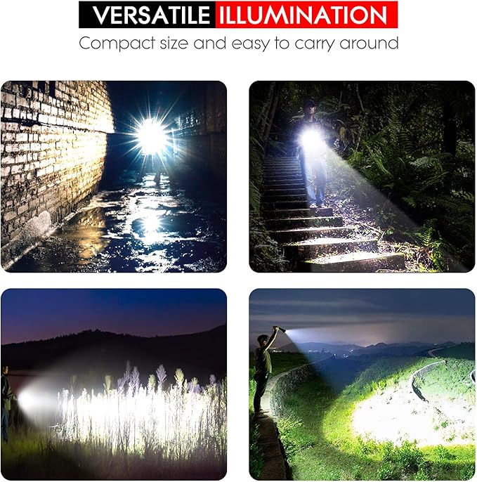WdtPro High-Powered LED Flashlight S3000, Super Bright Flashlights - High Lumen, IP67 Water