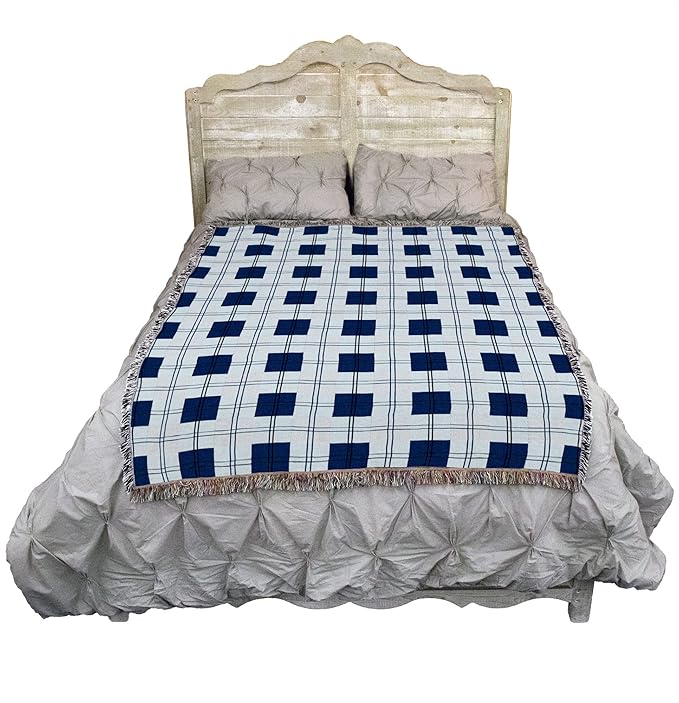 Pure Country Weavers Blueberry Plaid Blanket - Gift Tapestry Throw Woven from Cotton - Made in The