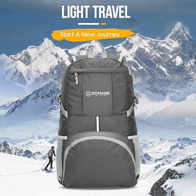 ZOMAKE Lightweight Packable Backpack 35L, Light Foldable Backpacks Water Resistant Collapsible