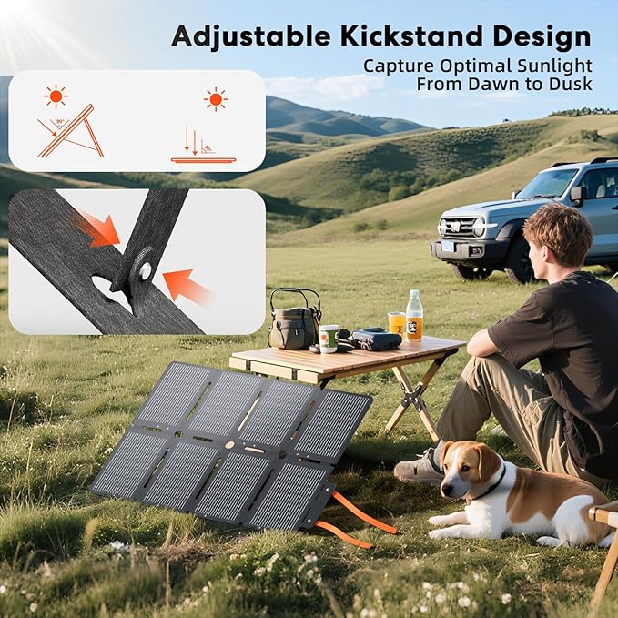 100W Portable Foldable Folding Solar Panels, IP67 Waterproof for Camping, Outdoor Power Supply