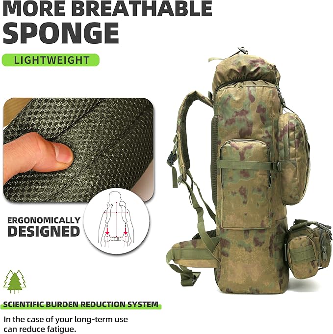 100L Camping Hiking Backpack,Molle military Tactical rucksack backpack,Waterproof Lightweight