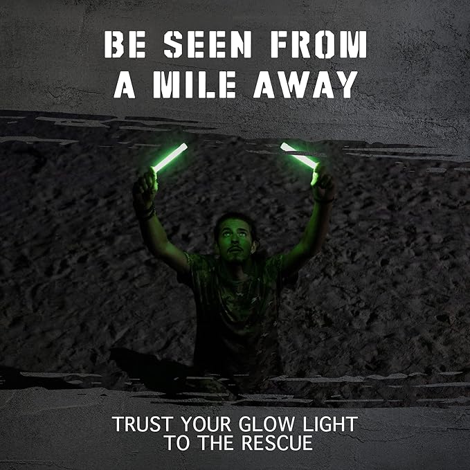 Emergency Glow Sticks with 12 Hours Duration, Individually Wrapped Industrial Grade Glowsticks for