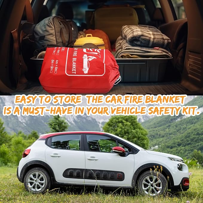 Emergency Fire Blanket for Car Vehicle Fiberglass Extinguisher Blanket Large Fire Suppression