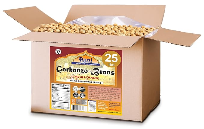 Rani Garbanzo Beans (Kabuli Chana) 400oz (25lbs) 11.36kg Bulk Box ~ All Natural | Vegan | Gluten