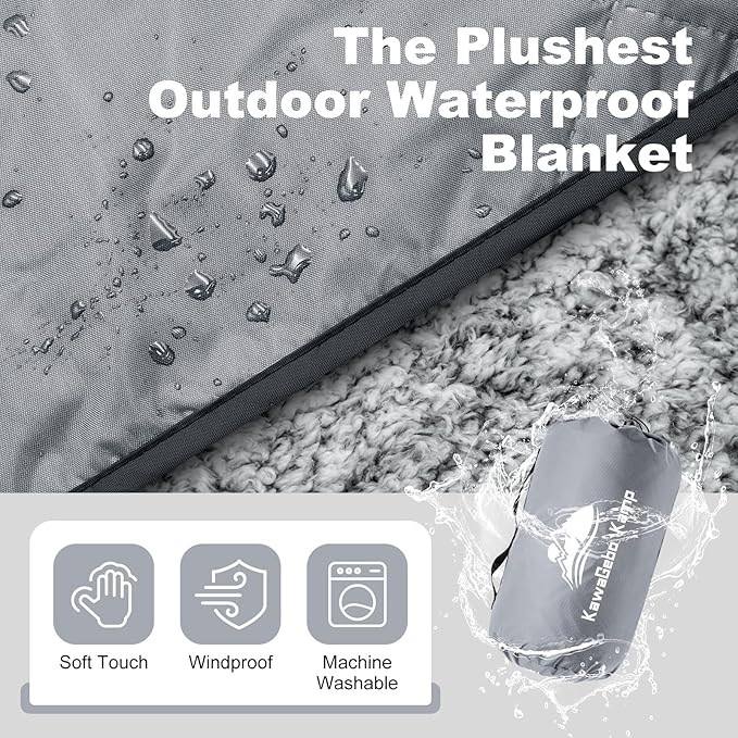 Sherpa Warm Outdoor Camping Blanket - Waterproof Stadium Blanket for Cold Weather, Camp, Sports Mom