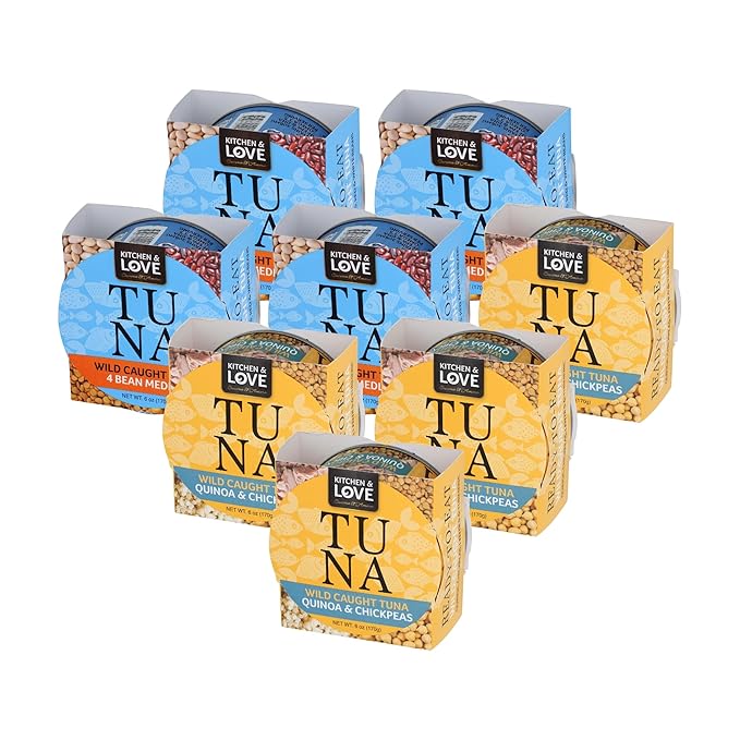 Kitchen & Love Wild Caught Tuna Variety Pack, 4 Bean Medley in Olive Oil 6 oz and Quinoa &