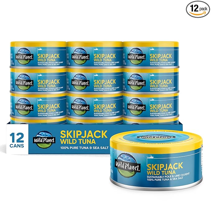 Wild Planet Skipjack Wild Tuna, Sea Salt, Canned Tuna, Pole & Line Sustainably Wild-Caught
