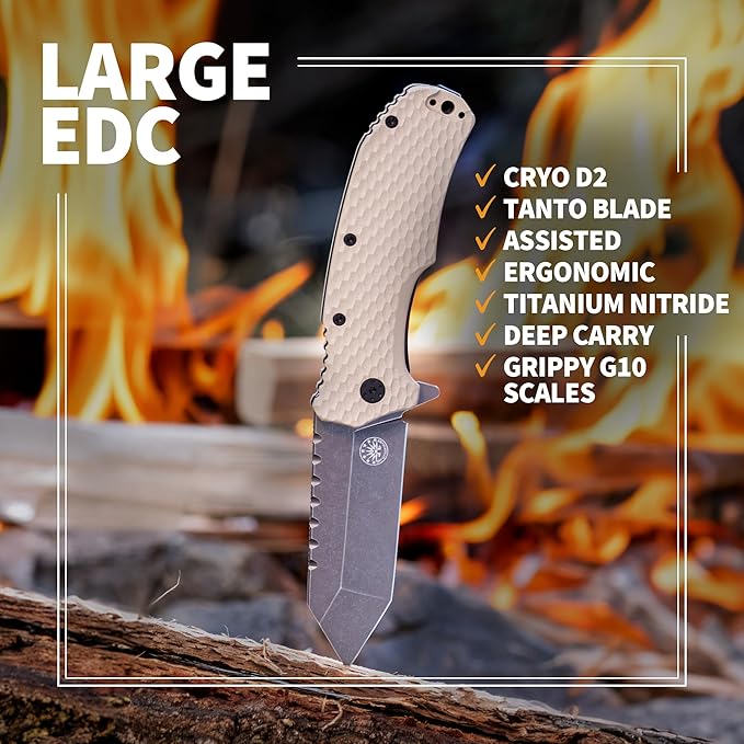 Off-Grid Knives - Rapid Fire Viper, Assisted Tanto Blade, Hard Use Build, Tactical, Camping &
