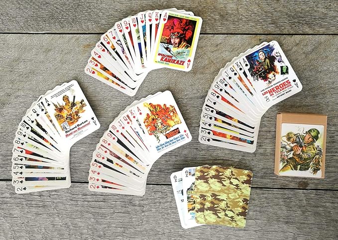 WWII Movies Playing Cards (Poker Deck 54 Cards All Different) Vintage WWII World War Movies Covers