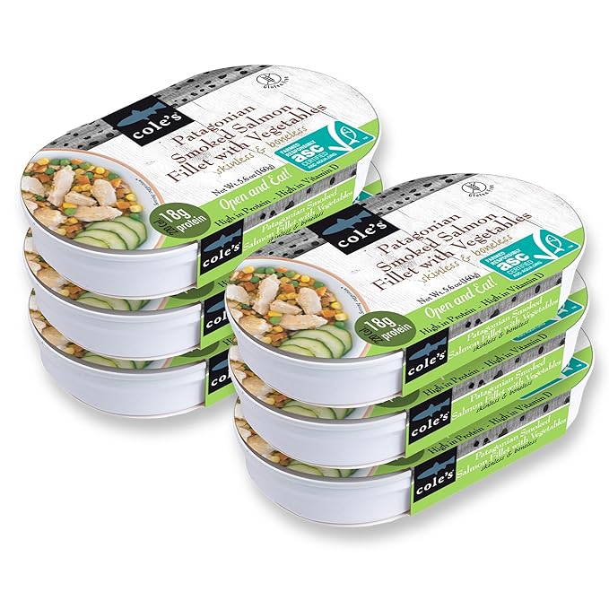 COLE’S - Patagonian Smoked Salmon Fillet with Vegetables| Ready to Eat Meal | 5.6 oz Canned &