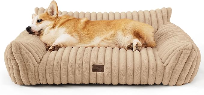 Bedsure Cute Dog Couch for Pets - Fluffy Dog Sofa with Premium Soft Corduroy Fleece, Pet Couch Bed