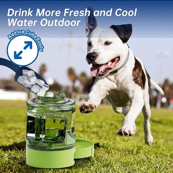 77oz Dog Water Dispenser, Camping Essentials, Large Travel Bottle with Pull-Out Drinking Bowl