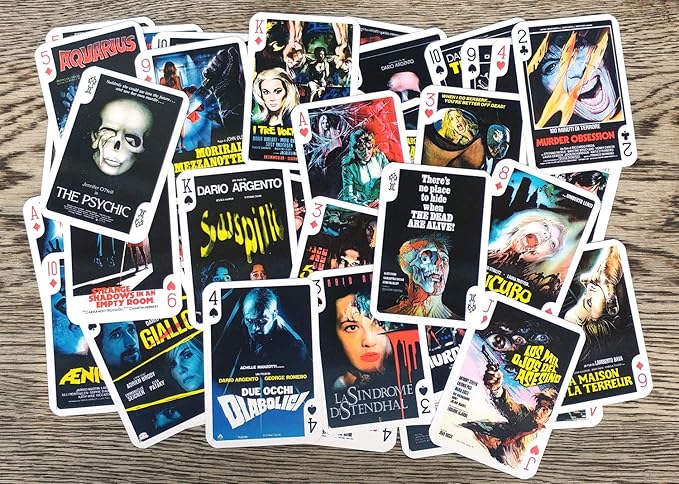 Giallo Playing Cards (Poker Deck 54 Cards All Different) Vintage Trash Horror Movie Poster Thriller