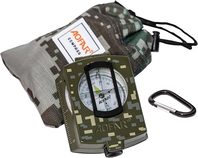 AOFAR Military Compass and Fire Starter AF-4580/381 Lensatic Sighting, Survival Kit,Waterproof and