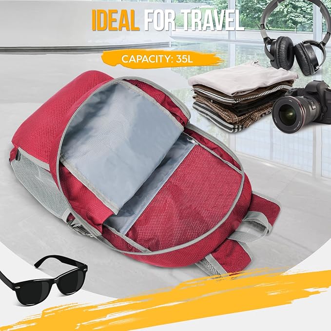 ZOMAKE Lightweight Packable Backpack 35L, Light Foldable Backpacks Water Resistant Collapsible