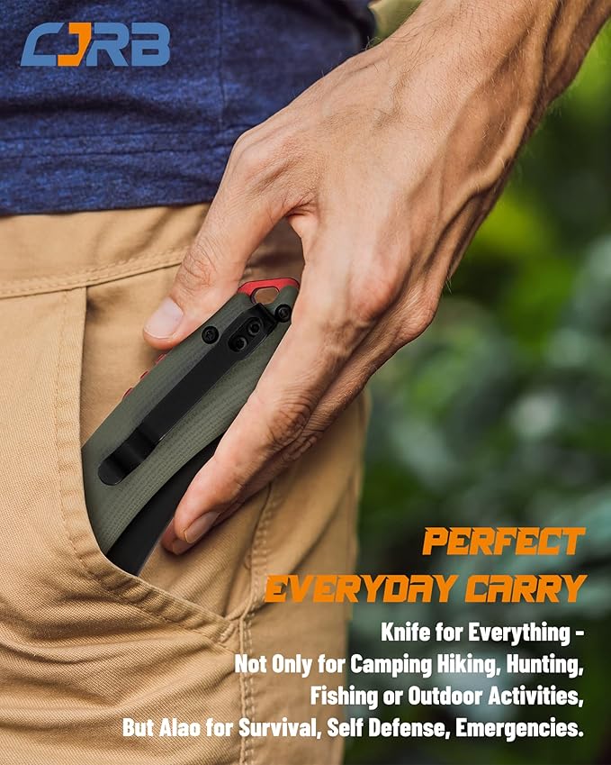 CJRB Tactical Knife, Small Folding Pocket Knife with AR-RPM9 Steel Blade and G10 Handle for Men