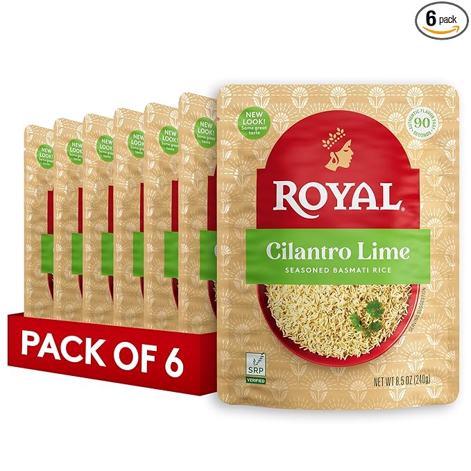 Royal Ready to Heat Cilantro Lime Seasoned Basmati Rice (8.5oz, Pack of 6)